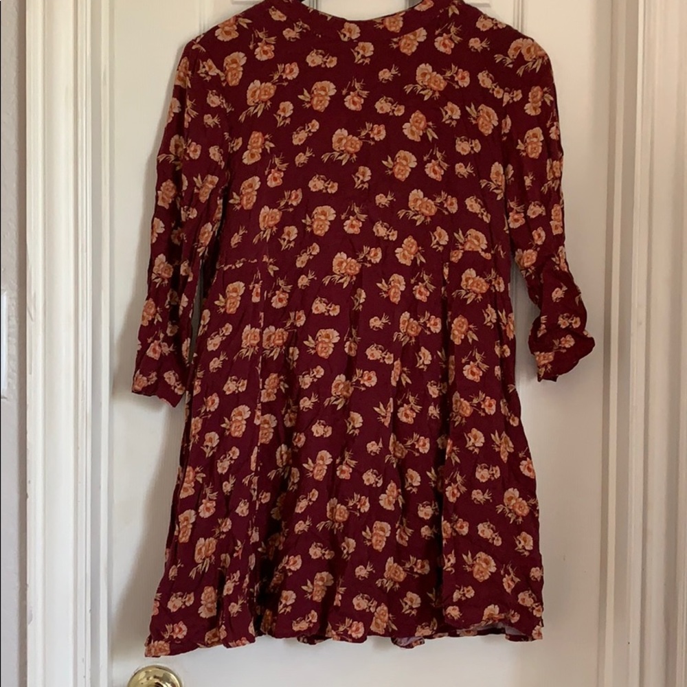 F21- burgundy floral mini dress